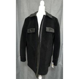 Andrew Marc New York womens faux leather and shearling over sized shirt jacket